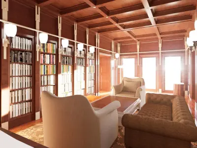  Old library European style library 3D model
