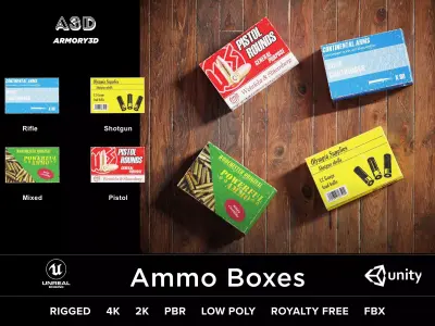 Game Ready Ammo Box - 4 Pack  Low-poly 3D model