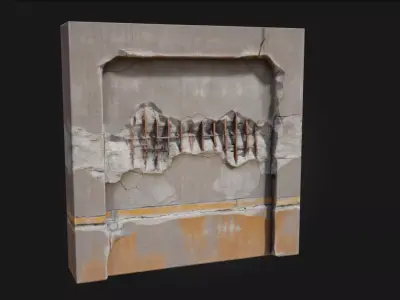 Rustic Wall Fragment  Weathered Remnants of Time 3D model