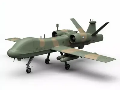 Military UAV Drone 3D Model Reconnaissance Aircraft Low-poly 3D model
