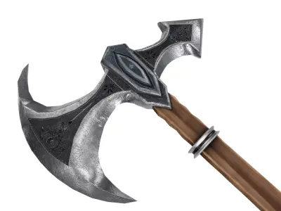 Low Poly Dark Battle Axe Decorated 3D Model Low-poly 3D model