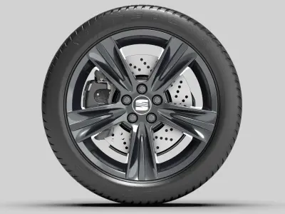 Orig 3D Seat VW rim wheel 7x17 BBS 4816 incl tyre and brake 3D model