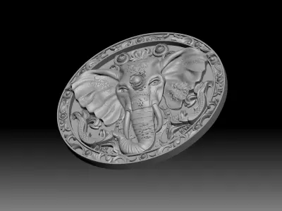 elephent 3d base relief pendant cnc design 3D print model purchase