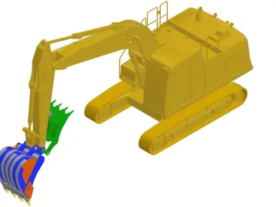 Excavator Hydraulic Thumb Grapple Bucket 3D model