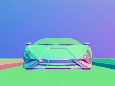Supercar scene 3D model