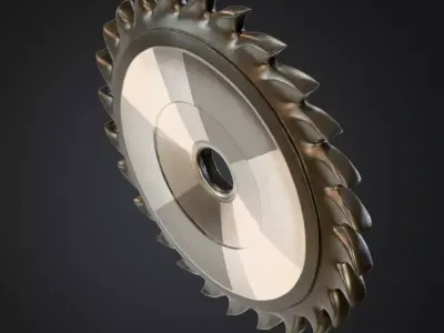 Industrial Saw Blade 3D Model High Poly Metallic Cutting Tool Low-poly 3D model