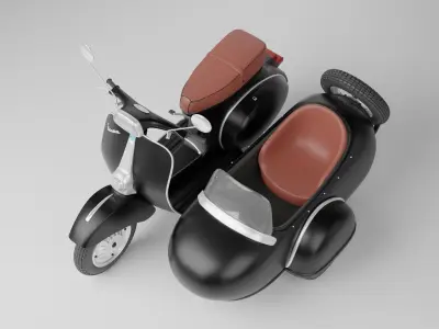 Vespa Sprint With Sidecar Season 2 Low-poly 3D model  Low-poly 3D model