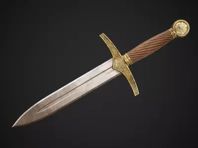 Dagger sword Low-poly 3D model 13