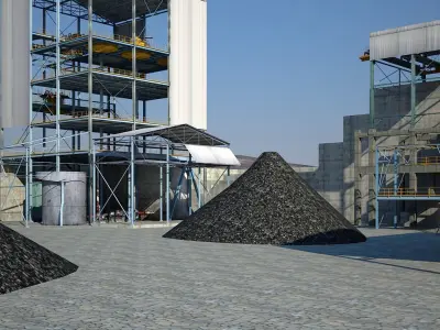 Old industrial Mining plant for game and animations Low-poly 3D model