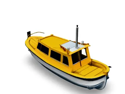 LowPoly Yellow Passenger Boat Low-poly 3D model