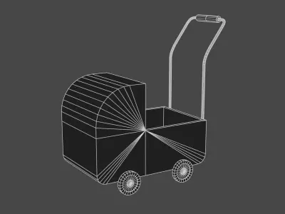 Vintage Baby Pram Toy Low-poly 3D model
