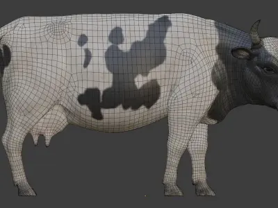 cow 3d model with realistic texture Low-poly 3D model