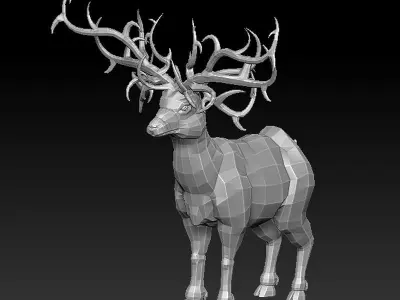 3D RAM LOWPOLY deer with antlers Low-poly 3D model