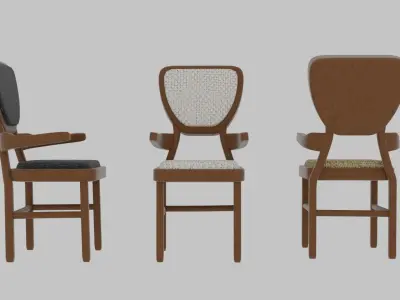 Wooden Chairs  Low-poly 3D model