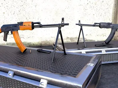 RPK Russian Assault Rifle Game Ready 2 Variations Low-poly 3D model
