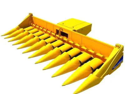 Yellow Combine Threshing 2 3D model