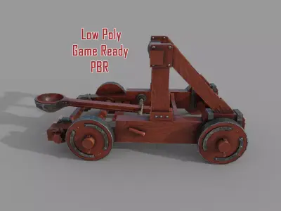 Medieval Catapult  Low-poly 3D model