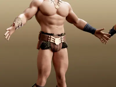 Barbarian Warrior Game Ready RIGGED  Low-poly 3D model