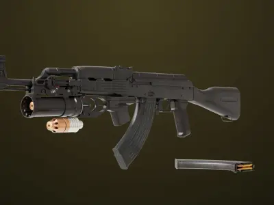 Light Machine Gun 10 Metal All PBR Unity UE Textures Low-poly 3D model