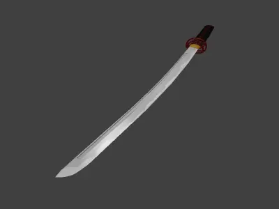 Katana samurai sword Low-poly 3D model 7