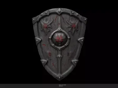 Stylized Dark Knight Shield Game Ready - AI Low-poly 3D model