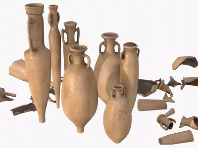 Amphora - Old Terracotta Low-poly 3D model