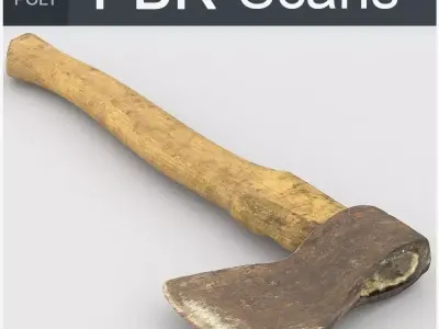 Hatchet High Poly axe with wooden handle 3D model purchase