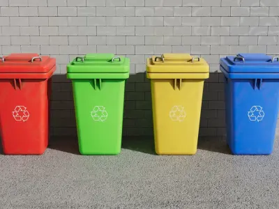 Recycle Trash Garbage Cans Low Poly 3D Low-poly 3D model