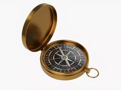 Pocket compass vintage 3D model