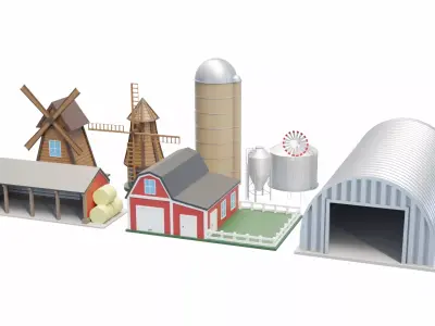 Farm Building Collection 2 3D Model Pack