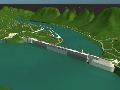 Three Gorges Hydroelectric Power Station 3D model
