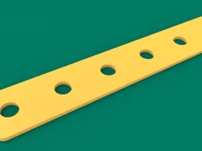Flat Metal Strip 6 Holes - Meccano Part Free 3D model