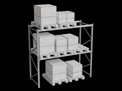 Carton boxes and metal frames Low-poly 3D model