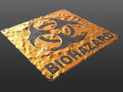 Metal Yellow Biohazard Sign Sci-Fi Seamless PBR Texture Texture