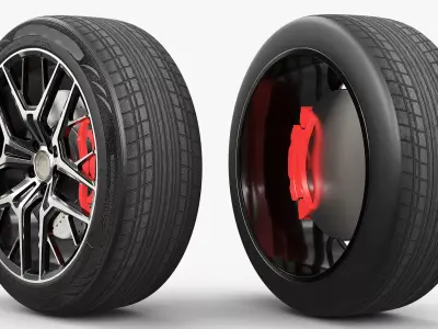 Modern Car Alloy Rim Multi Spoke Silver 3D model