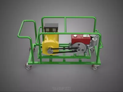 PORTABLE CASTER WHEELED DIESEL ENGINE POWER GENERATOR SET GENSET 3D model