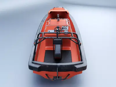 Fast Motor Lifeboat Aged Low-poly 3D model
