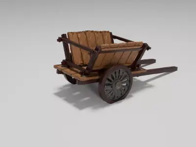 Medieval Wooden Cart 3D model buy