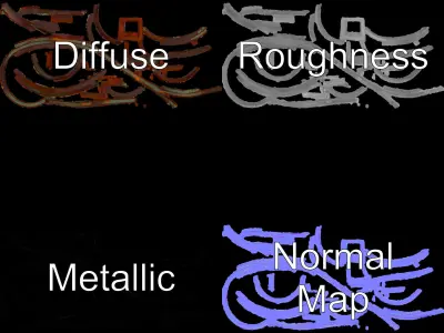 Industrial Rusty Ring Sculpture Model Pack Low-poly 3D model