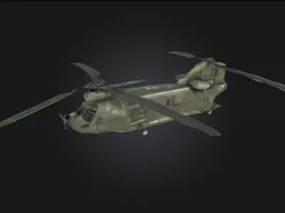 Chinook Helicopter in Flight  Twin-Rotor Aircraft 3D model