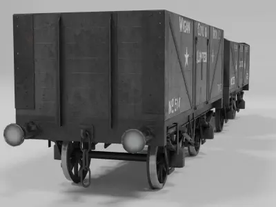 Coal wagons Low-poly 3D model
