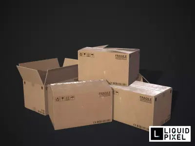 Cardboard box Low-poly 3D model order