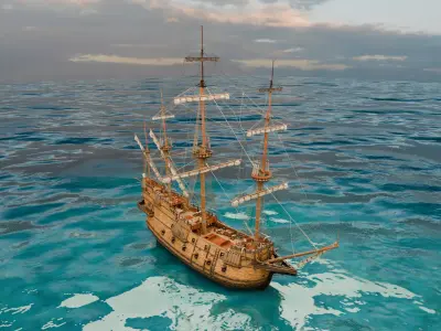  Sailing Ship Low-poly 3D model