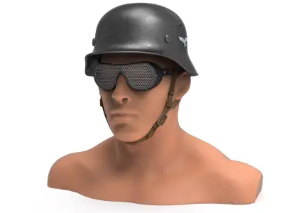  German military  helmet  with glasses - Stahlhelm  m35  3D model