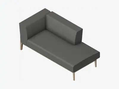 Furniture - Sofa - Contemporary - Oak - Chaise - Right Low-poly 3D model