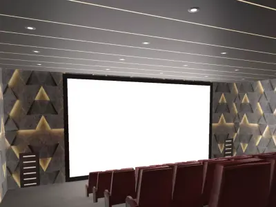 Modern Cinema Hall 01 Low-poly 3D model