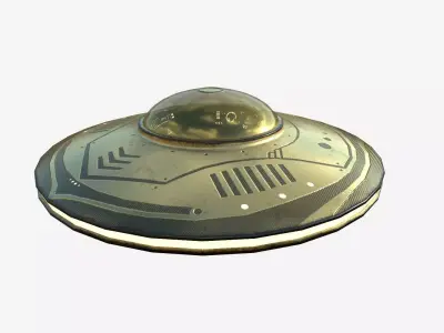 Alien Spaceship UFO B07 Gold - Sci Fi Spacecraft Design Low-poly 3D model