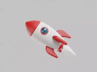 Cartoon Rocket Low-poly 3D model 4