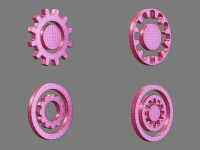 Gearwheel Icon Pack Base Mesh Subdivision Ready for Film Low-poly 3D model