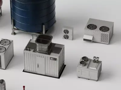 Industrial Rooftop  Equipment Low-poly 3D model